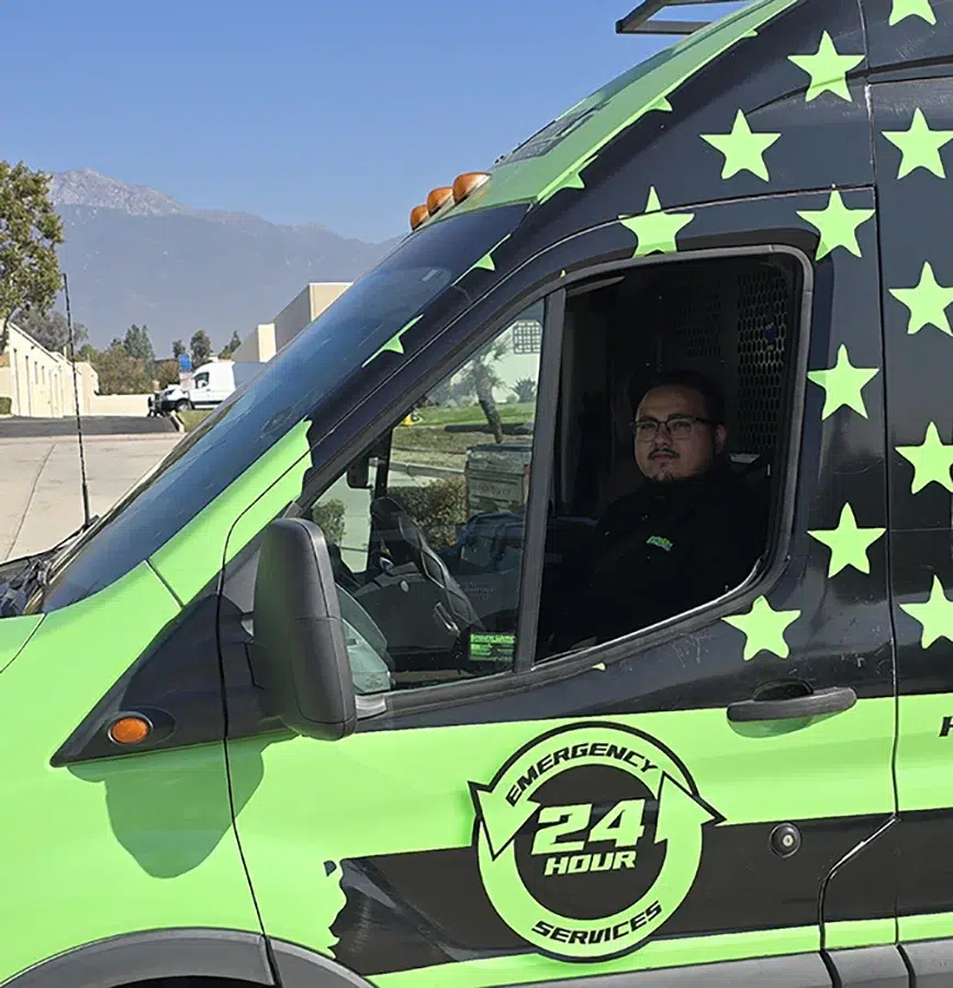 Ground Werks Plumbing and Rooter in fleet van in Rancho Cucamonga