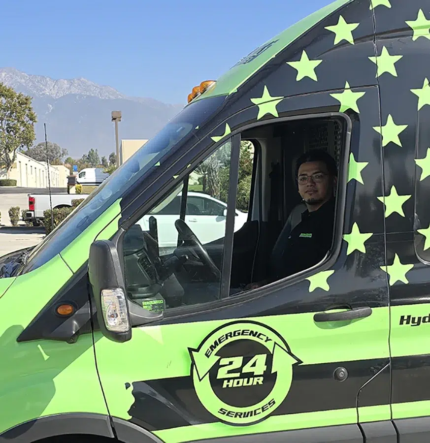 Ground Werks Plumbing and Rooter in fleet van in Rancho Cucamonga